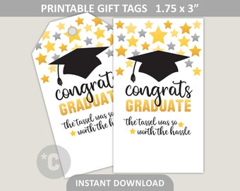 Graduation Tag Printable / Class of 2024 Congrats Graduate / Grad Gift Tags / Cookie Tags / 1.75" x 3" Hang Tags / PDF Digital Download