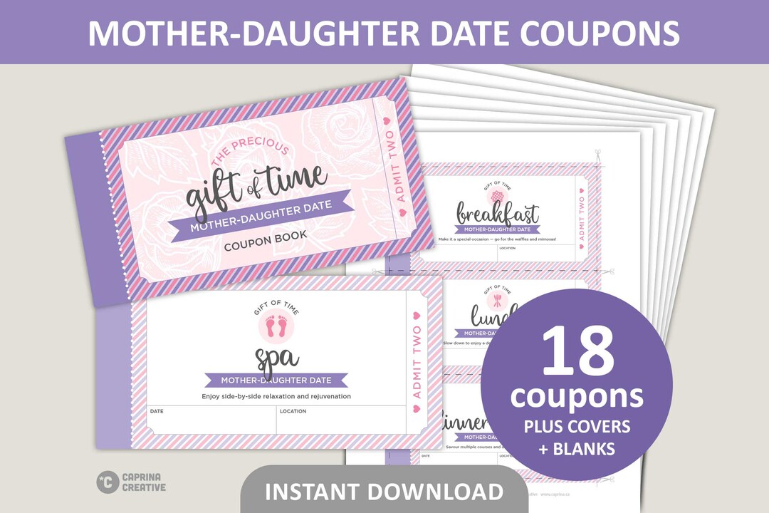 Mother Daughter Date Coupons Printable / Mothers Day Coupons / - Etsy