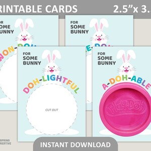Easter Play Doh Tags Printable / Happy Easter Play Dough Cards / 2.5" x 3.5" Spring Playdoh Favor / Some Bunny / PDF Digital Download