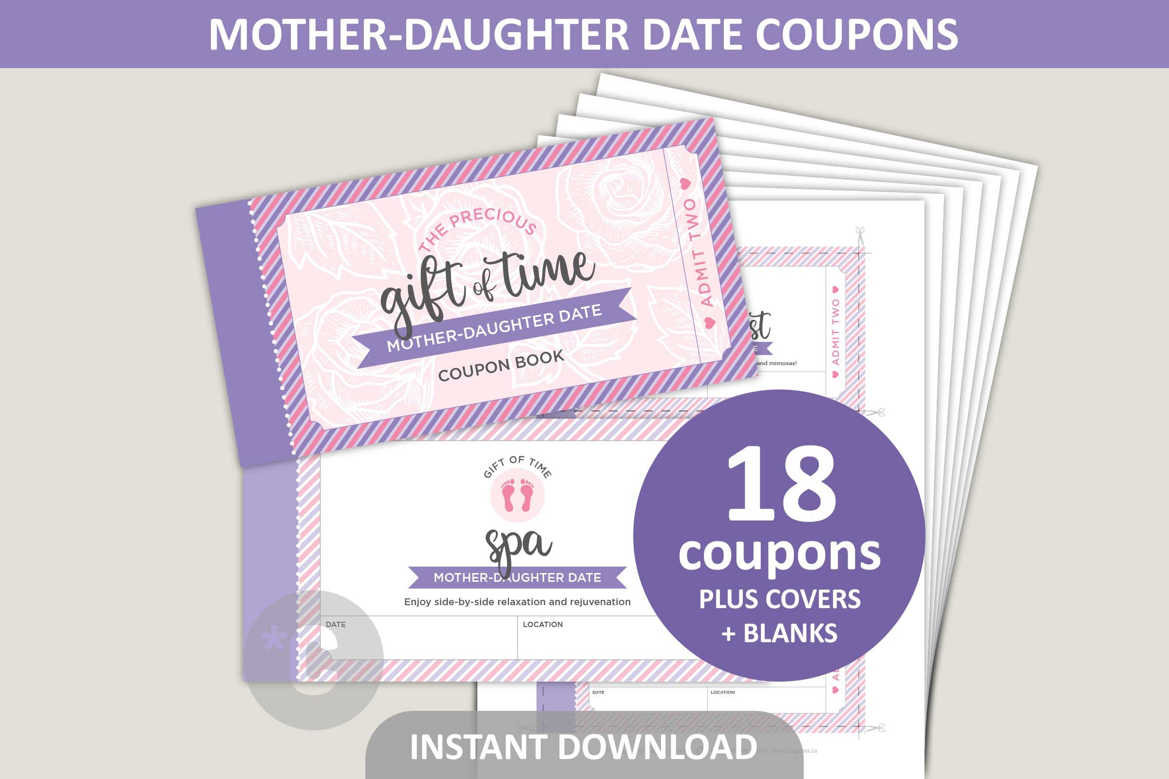 Mother Daughter Date Coupons Printable / Mothers Day Coupons / - Etsy