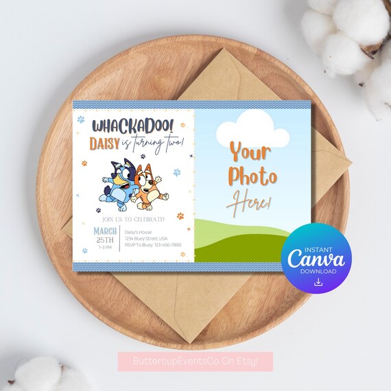 Bluey Invitation | Bluey Digital Invitation | Editable Birthday Invitation Template | Birthday Party Invitations | Bluey Birthday Invitation