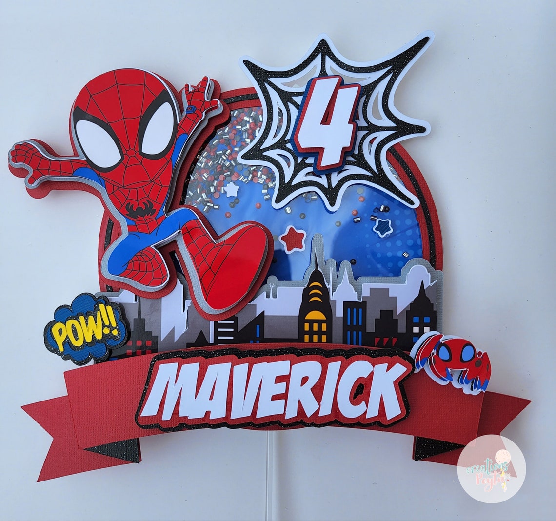 Spidey Cake Topper Spidey and His Amazing Friends Shaker Etsy