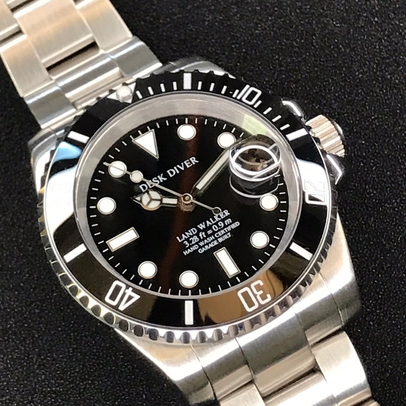 Black Classic DESK DIVER 40mm Custom Dive Watch Seiko NH35 Etsy