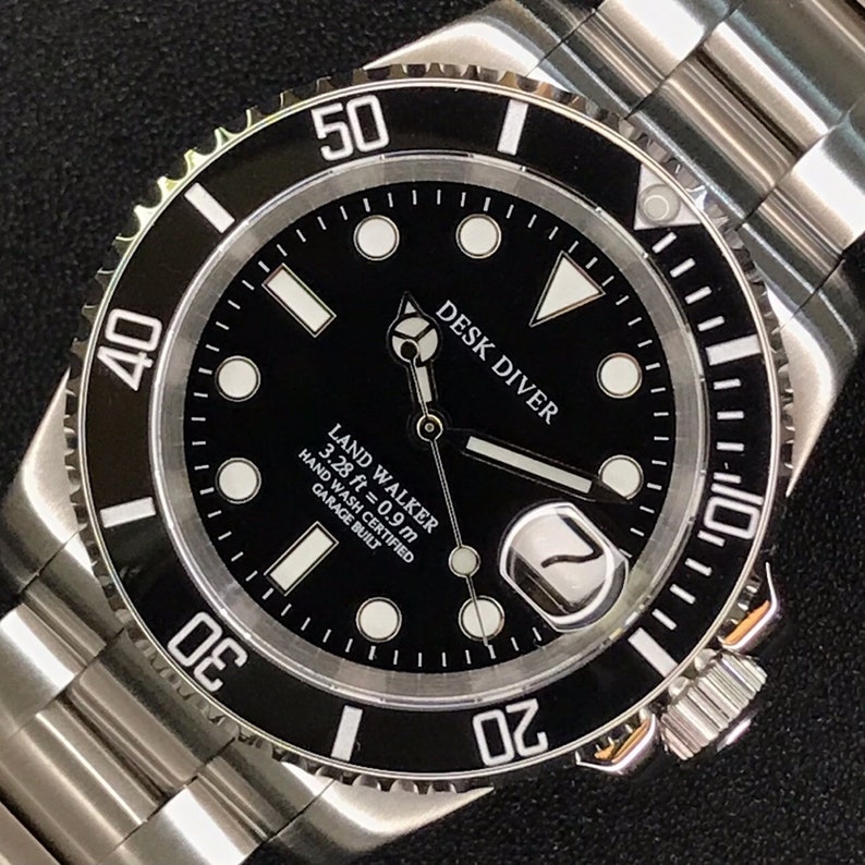 Black Classic DESK DIVER 40mm Custom Dive Watch Seiko NH35 Etsy