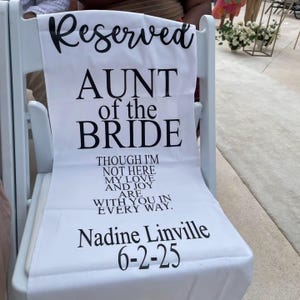 Personalized Wedding Memorial Chair Sign: Fabric Banner, In Loving Memory