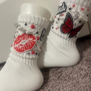 Adult Junk Bedazzaled Slouch Socks | Birthday Socks | Charmed Socks | Vacation | Sneakerhead Socks | Custom Themed Socks | Datenight Socks