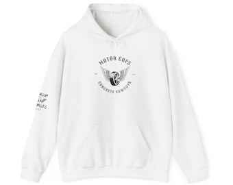 Motor Cops Vintage Tire Logo Hoodie | Motorcycle Emblem Hooded Sweatshirt