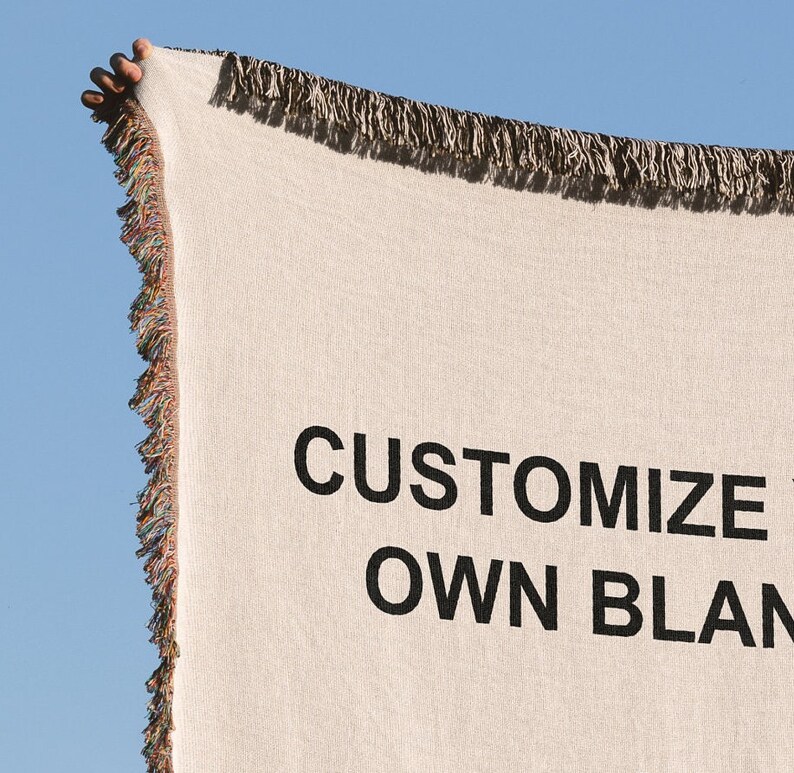 Customize this 100% cotton woven blanket with any image, text, or artwork. Woven in the USA. Personalized blankets make great gifts for a birthday, anniversary, graduation or memorial.