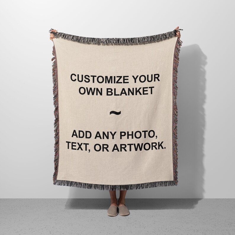Customize this 100% cotton woven blanket with any image, text, or artwork. Woven in the USA. Personalized blankets make great gifts for a birthday, anniversary, graduation or memorial.