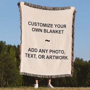 Customize this 100% cotton woven blanket with any image, text, or artwork. Woven in the USA.