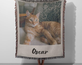 Custom Cat Blanket | Personalized pet blanket, custom dog photo blanket, personalized polaroid pet blanket, cat memorial gift, dog keepsake