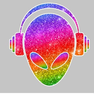 RAINBOW ALIEN, space, rainbow, alien head, counted cross stitch pdf download pattern