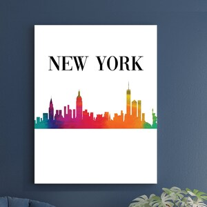 New York Digital Poster, New York Printable Poster, New York Watercolor Wall Art, New York Skyline Art, Minimalist Art, New York City Poster