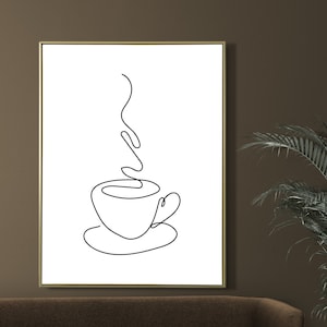 One Line Coffee Poster, Coffee Prints, Minimalism Art, Coffee Lover Print, Drinking Art, Minimalist Coffee Print, Coffee Printable Wall Art