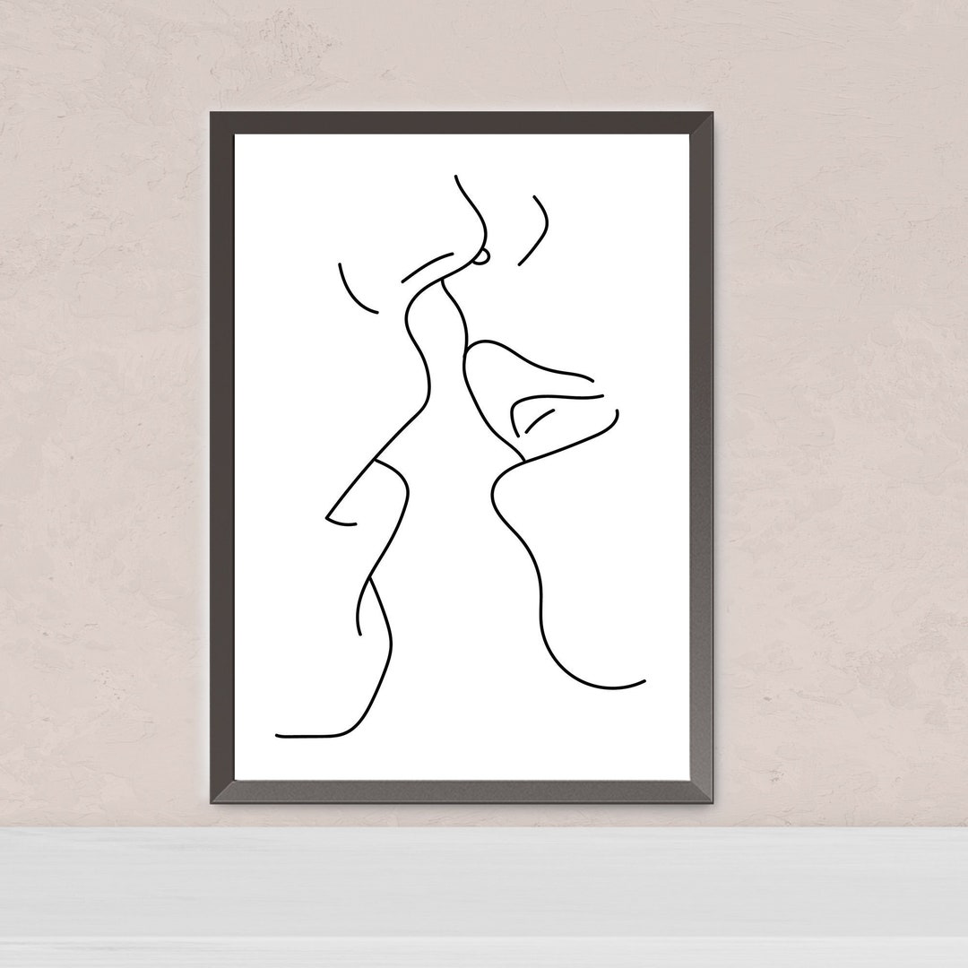 Kissing Wall Art Couple Kiss Art Love Art Love is in the Etsy
