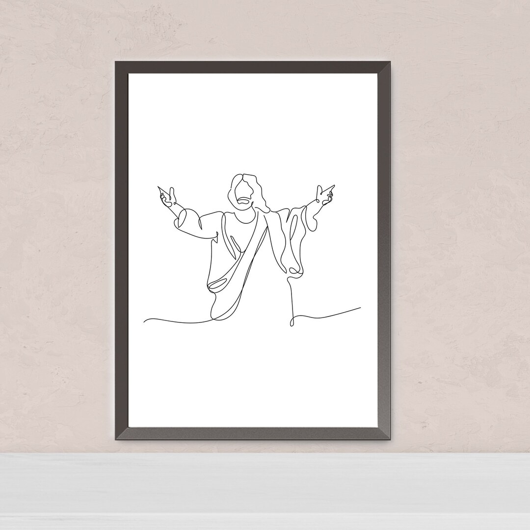 One Line Jesus Art Minimalist Jesus Art The Lord bless you - Etsy México