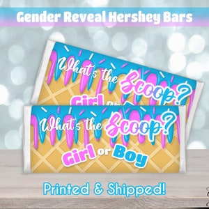 Gender Reveal Hershey Bar, What's the Scoop Gender Reveal, Custom Candy ...