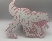 Pink T-Rex Tyrannosaurus rex Jurassic Hitch Cover • Tow Hitch Receiver Plug Cover that fits 2&quot; Receivers for car, truck, or SUV