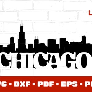 Chicago Svg, Chicago Skyline Svg, Chicago Cityscape Svg, Chicago Buildings Svg, Chicago Design Svg - Dxf, Eps, Png, Pdf