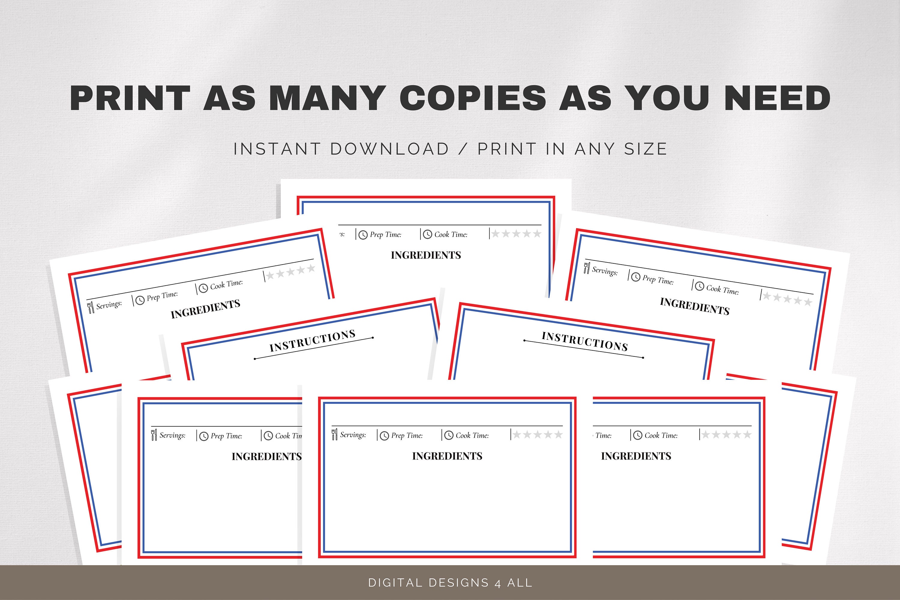 Puerto Rico Recipe Card Template, Minimalist Recipe Printable, DIY ...