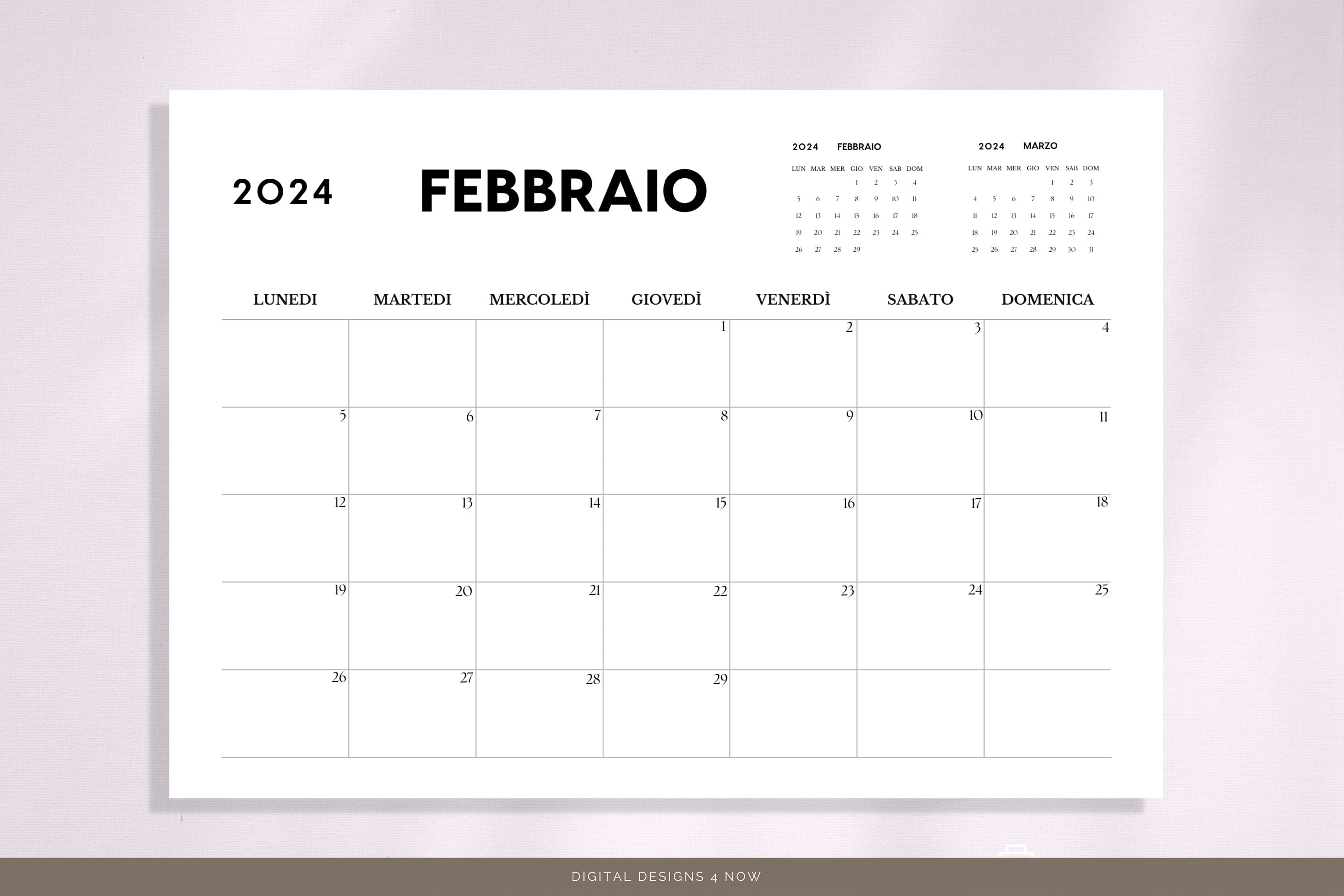 Calendario Italiano 2024 Italian 2024 Calendar Printable Inizio