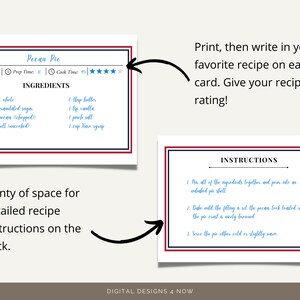 USA Recipe Card Template, Minimalist Recipe Printable, DIY Recipe Card ...