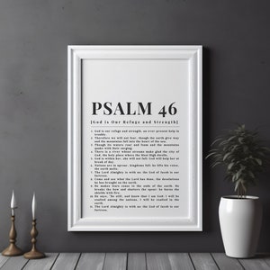 Psalm 46 God is Our Refuge and Strength | Psalm 46 Definition Wall Art | Modern Christian Wall Art | Christian Decor Gift