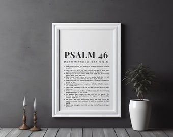 Psalm 46 God is Our Refuge and Strength | Psalm 46 Definition Wall Art | Modern Christian Wall Art | Christian Decor Gift