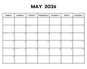 2026 May Calendar with Holidays | May Calendar Printable | Sunday & Monday Start | Letter / A4 PDF / PNG | May Planner