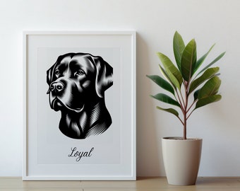 Labrador Retriever Portrait Printable | Instant Download Black & White Dog Portrait | Printable Dog Art | Labrador Poster | Dog Art Poster