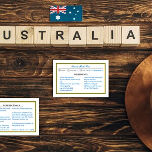 Australia Recipe Card Template, Minimalist recipe printable, DIY recipe card, instant download, Simple recipe card 4 x 6.