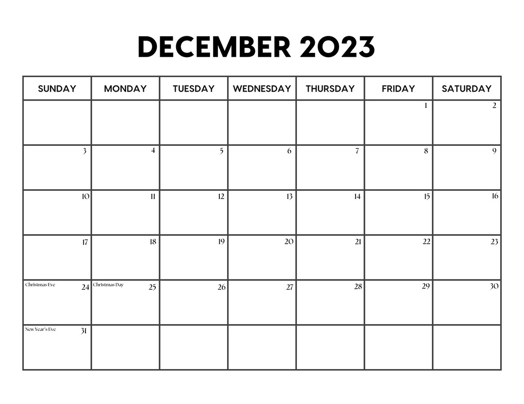 2023 december calendar with holidays sunday monday start december