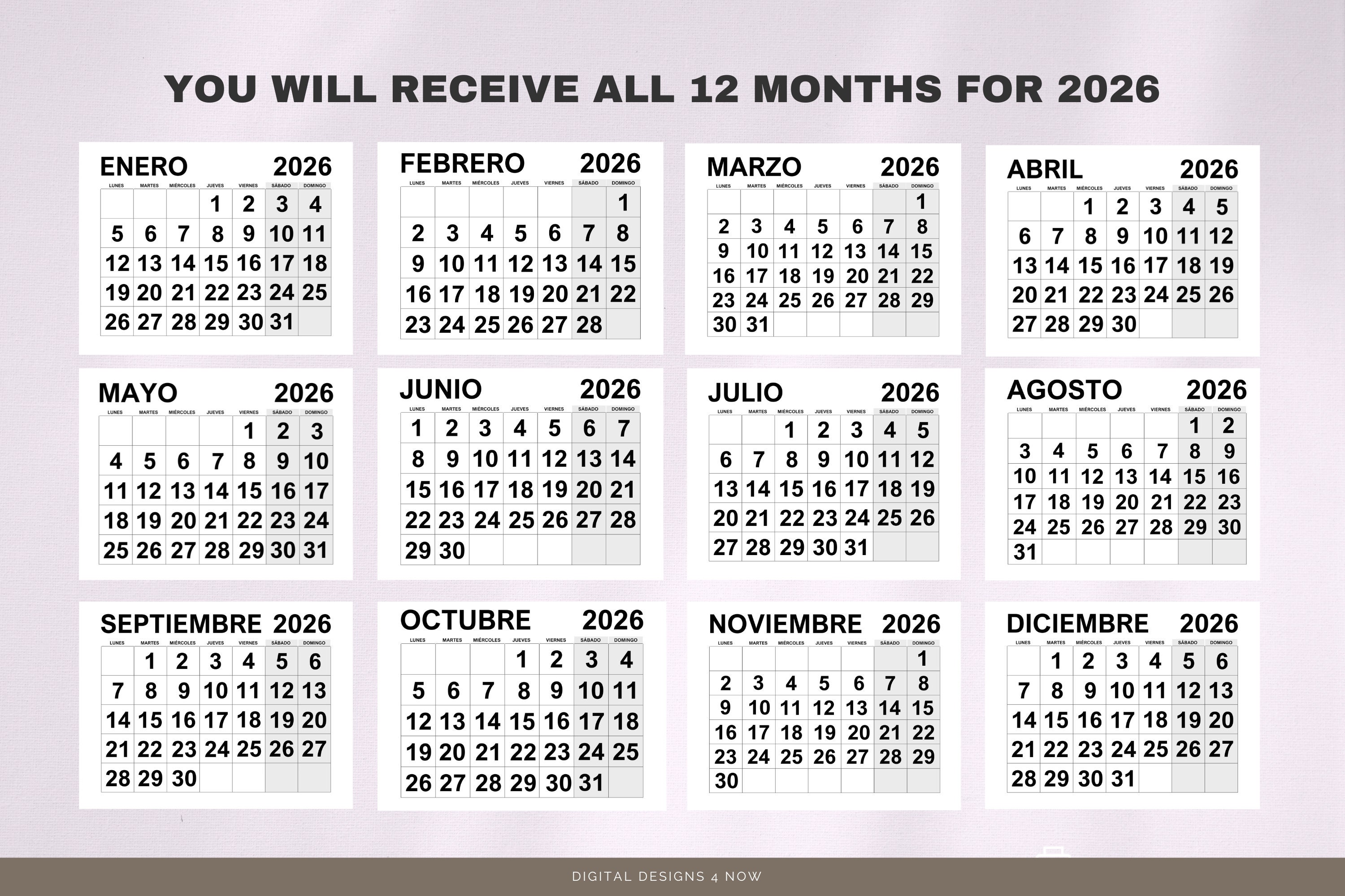 Calendarios 2025 Y 2026 En Español Printable 2025 & 2026 Spanish