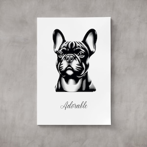 French Bulldog Portrait Printable | Printable Dog Art | Frenchie Poster | Dog Art Poster | French Bulldog Picture Download