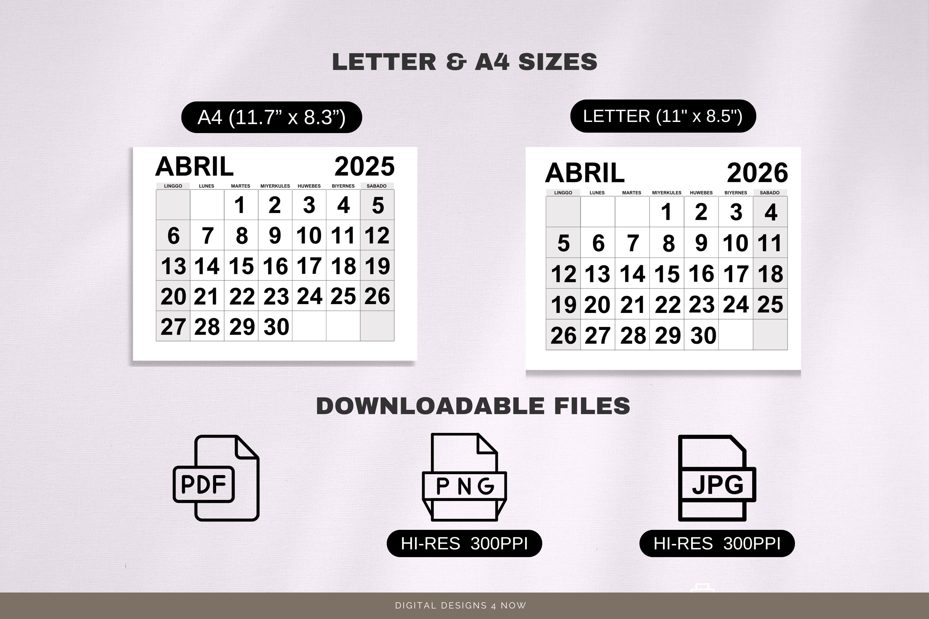 Kalendaryo Ng 2025 at 2026 Sa Tagalog Printable 2025, 2026 Filipino