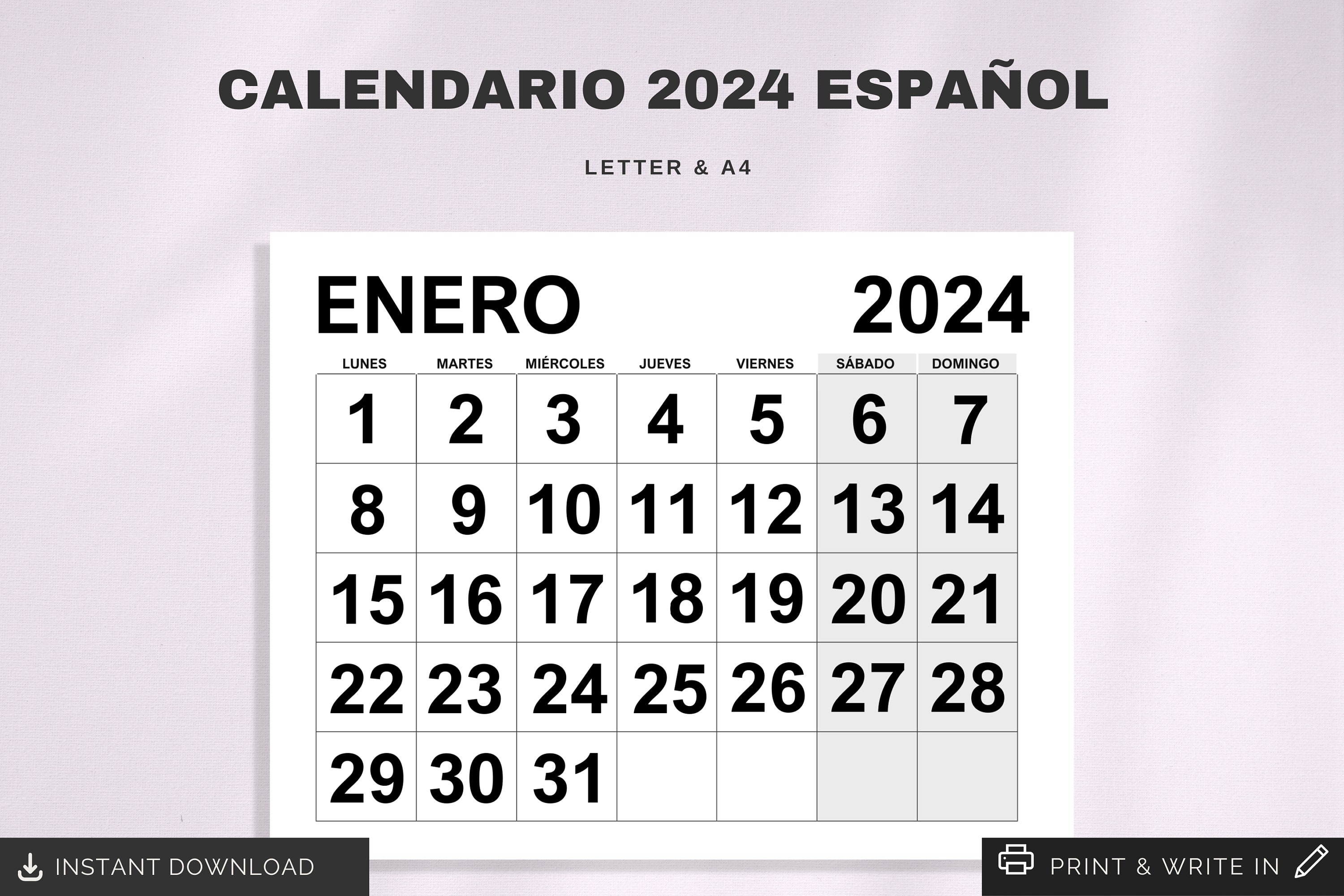 Calendario 2024 en PSD (Castellano) - Tienda Online Israel Luri