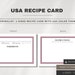 USA Recipe Card Template, Minimalist Recipe Printable, DIY Recipe Card ...