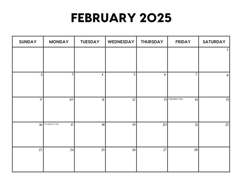 2025 February Calendar With Holidays | February Calendar Printable ...
