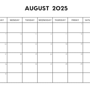 2025 August Calendar with Holidays | August Calendar Printable | Sunday & Monday Start | Letter / A4 PDF / PNG | August Planner