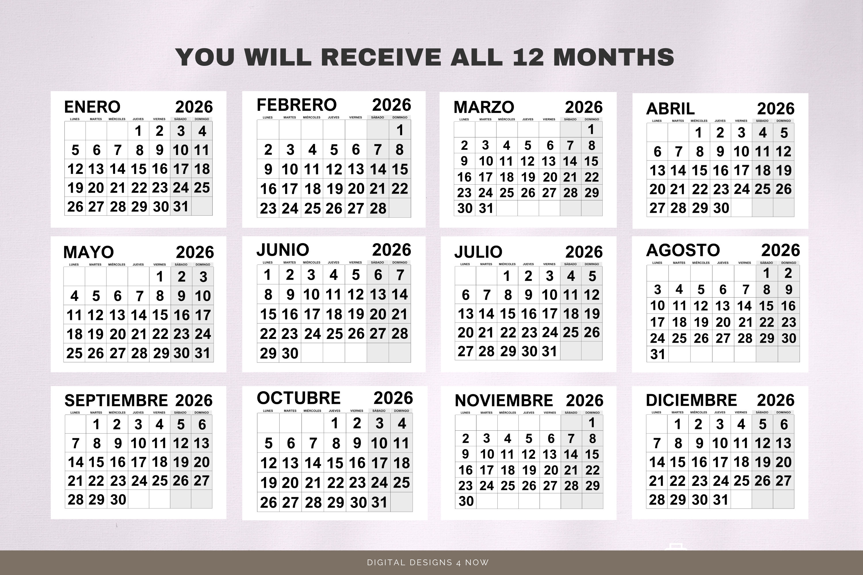 Calendario 2026 En Español | Printable 2026 Spanish Calendar | Inicio ...