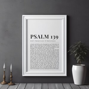 Salmo 139 Omnipresencia y omnisciencia de Dios / Salmo 139 Definición arte de la pared / Impresión de las Escrituras cristianas / Cartel del salmo