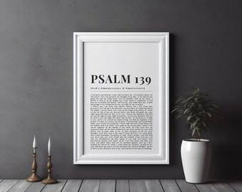 Psalm 139 God's Omnipresence & Omniscience | Psalm 139 Definition wall Art |  Christian Scripture Print | Psalm Poster