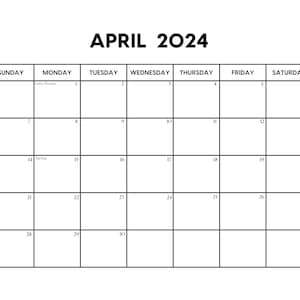 2024 April Calendar with Holidays April Calendar printable Sunday & Monday Start Letter / A4 PDF / PNG / JPG April Planner image 1