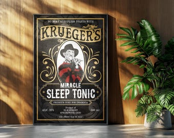 Nightmare on Elm Street Movie Poster: Freddy Krueger Retro Ad Home Decor Wall Art Print Gift