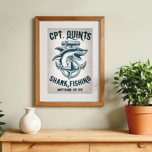 Jaws-filmaffisch: Quint hajfiske retroannons heminredning väggkonsttryck present bild 5