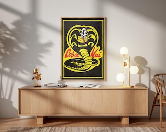 Póster de la película Cobra Kai Karate Kid: Logotipo de Johnny Lawrence Kreese, estilo retro, decoración para el hogar, lámina artística para pared, regalo