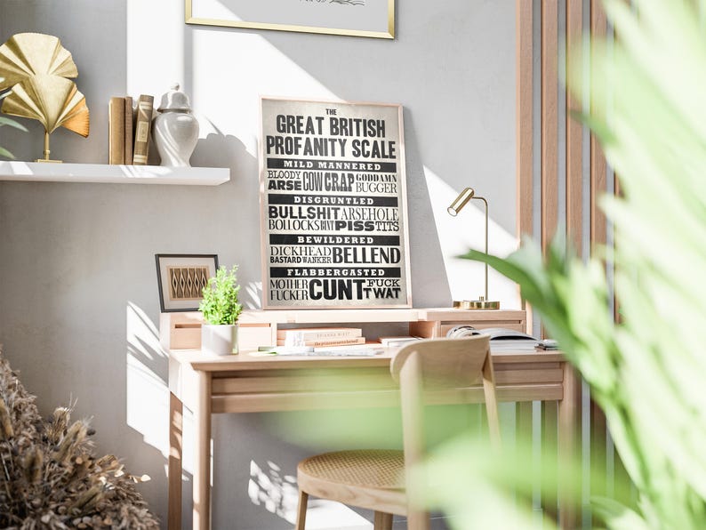 Funny Profanity Swear Poster: British Offensive Minimalist Typography Print Retro Wall Art Gift image 3