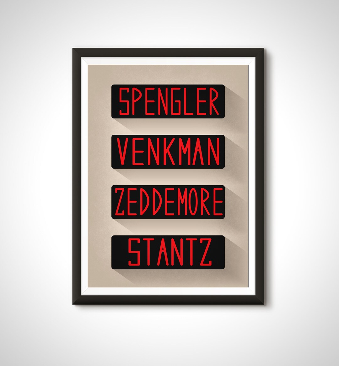 Ghostbusters Movie Poster Name Tags Venkman Spengler Stantz Print ...