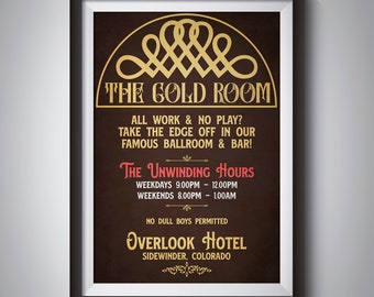 movie posters alternative The Shining Gold Room Overlook Hotel Bar Sign Movie Poster Print - Alternative Wall Art Gift