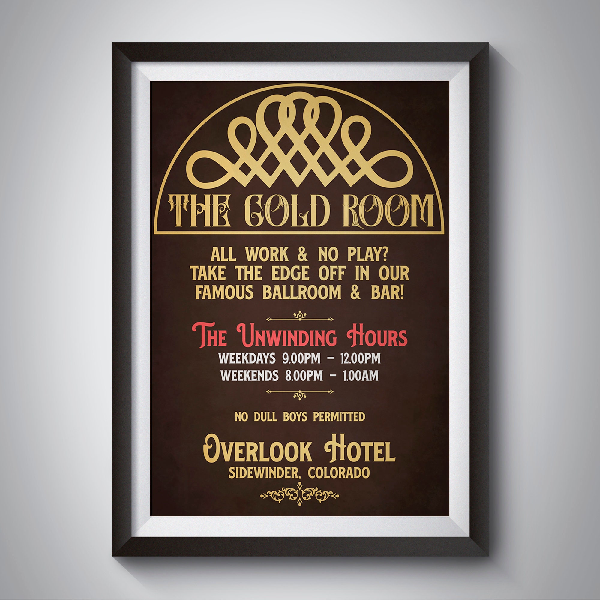 Discover The Shining Gold Room Overlook Hotel Bar Sign Movie Poster